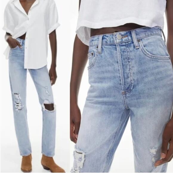 Aritzia Denim Forum The Arlo High Rise Straight Distressed Jeans - Picture 2 of 10